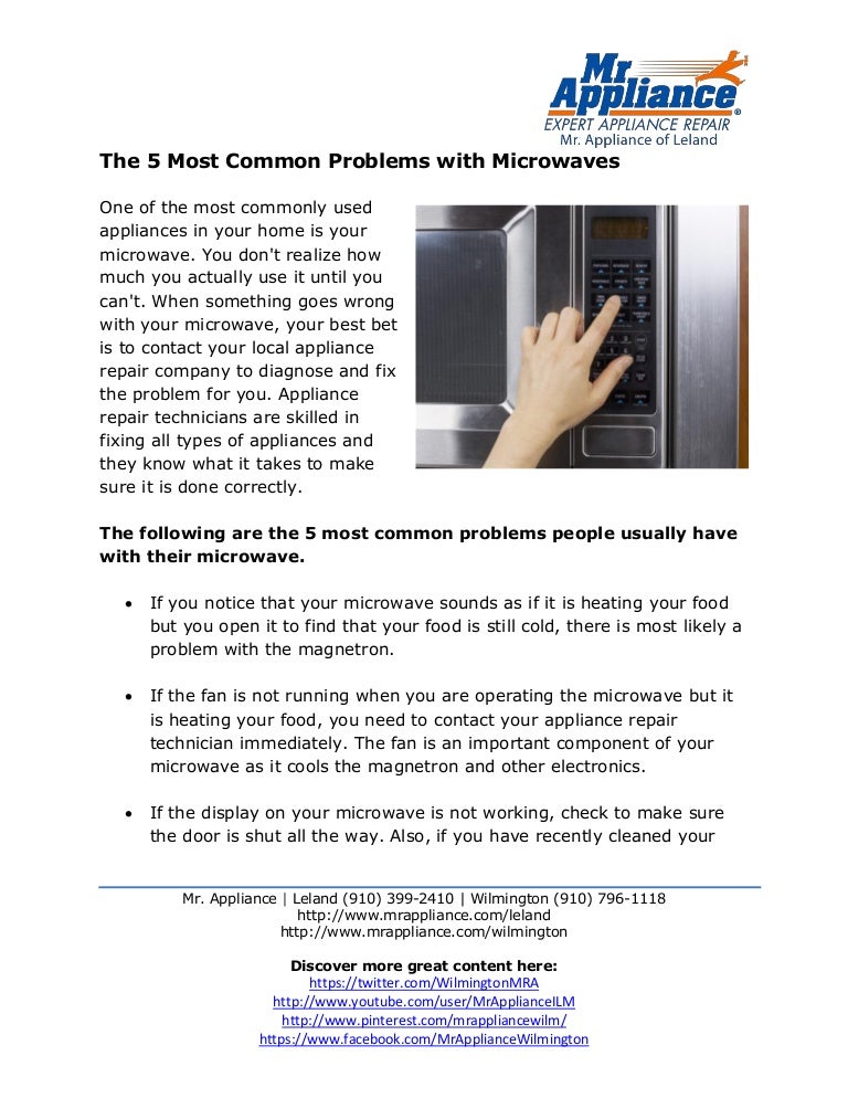 The 5 Most Common Problems with Microwaves