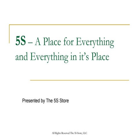 The 5S Store 5S Training Presentation