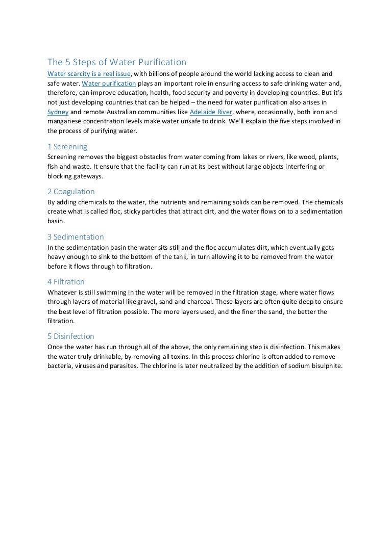 The 5 steps of water purification