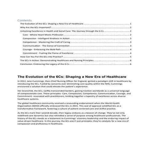 The 6 Cs of Care | DOCX