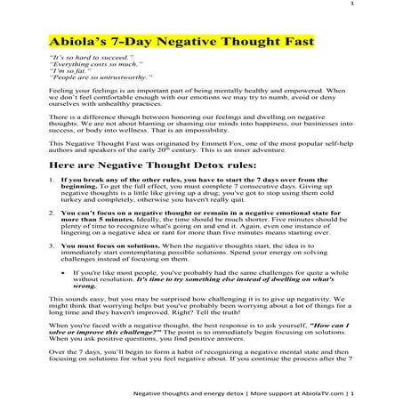 The 7 day negative thought fast