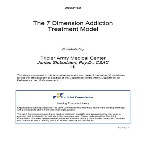 The 7 Dimensions of Addiction Treatment Model