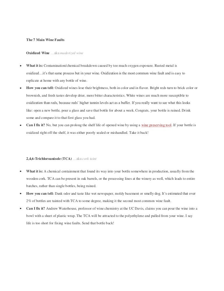 The 7 main wine faults midterms