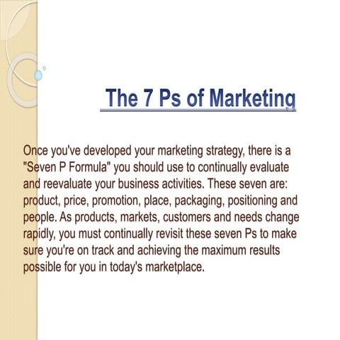 The 7 ps of marketing