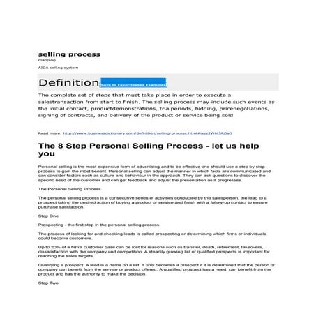 The 8 step personal selling process. process of selling