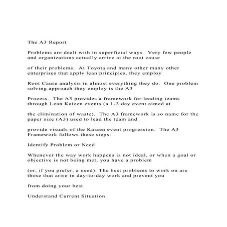 The A3 Report Problems are dealt with in superficial ways..docx