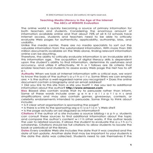 The abc of website evaluation