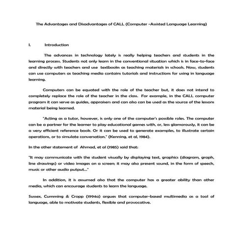 The advantages and disadvantages of call