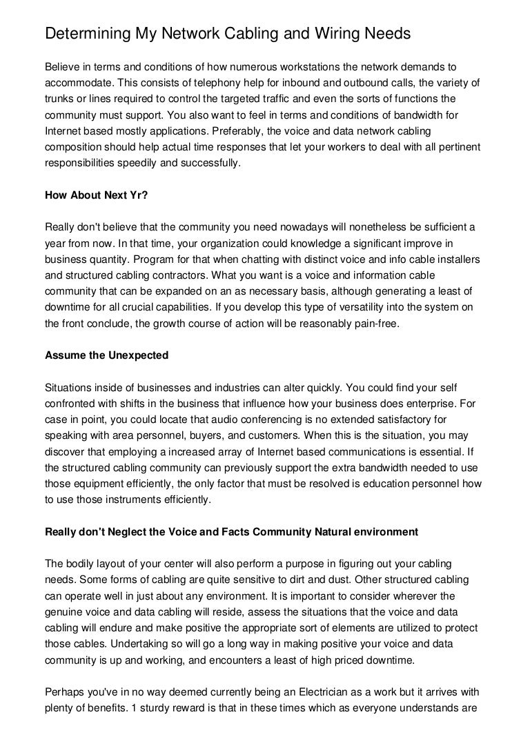 Determining My Network Cabling and Wiring Needs
