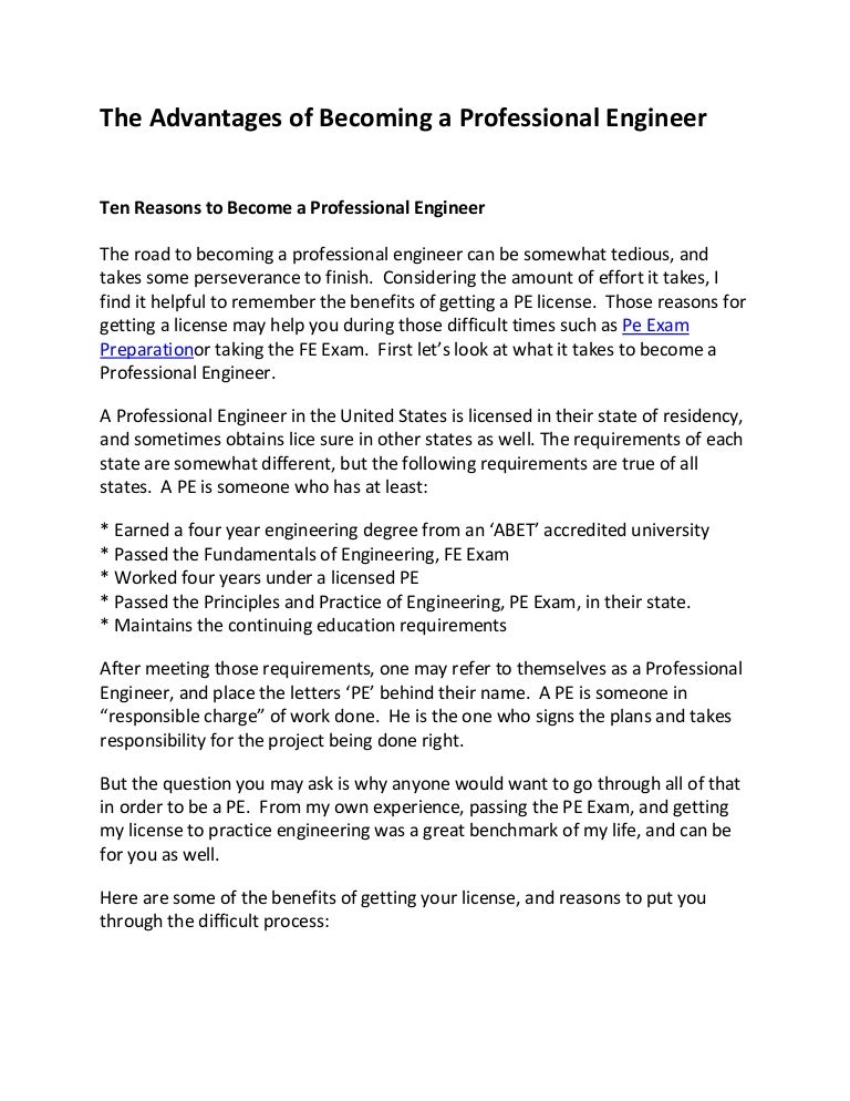 The Advantages of a Professional Engineer
