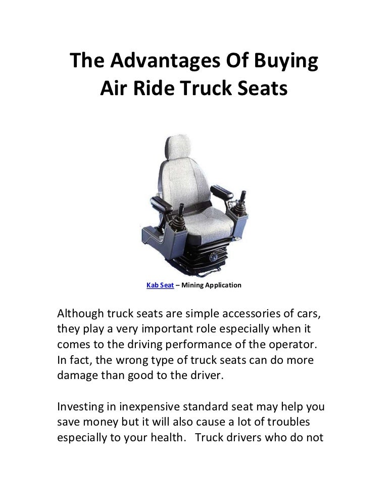 The advantages of buying air ride truck seats