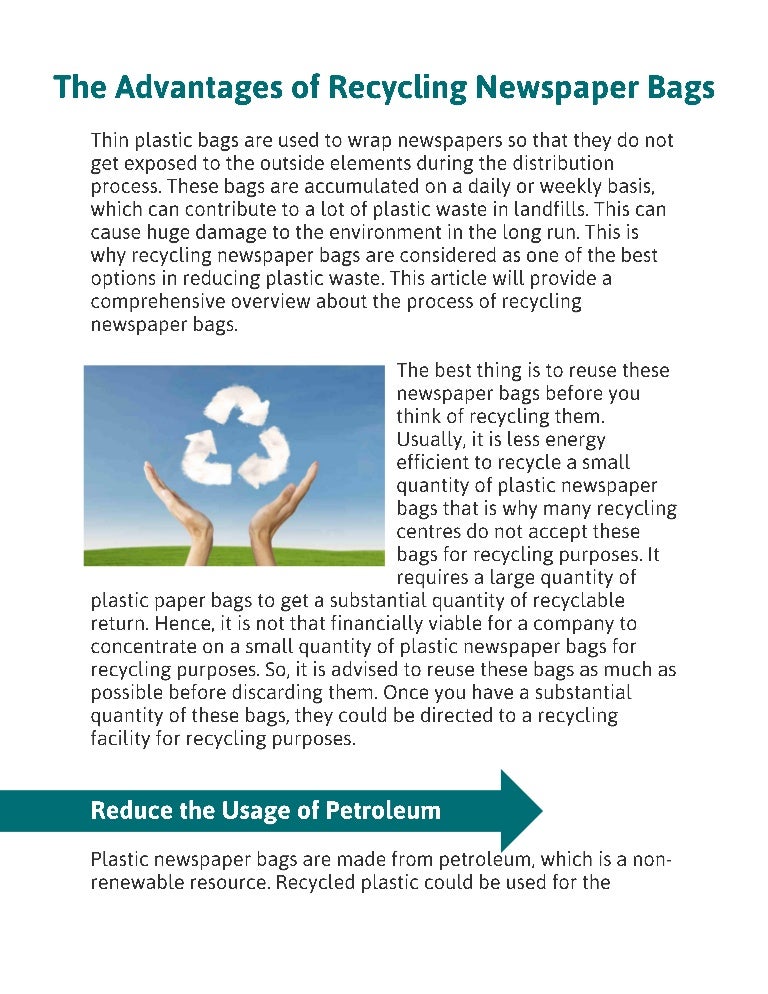 The Advantages of Recycling Newspaper Bags