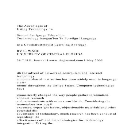 The Advantages ofUsilng Technology inSecond Lanlguage E.docx