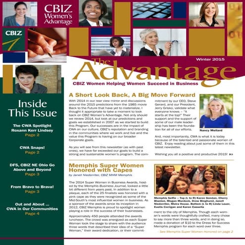 CBIZ Women's Advantage Newsletter - Winter 2015