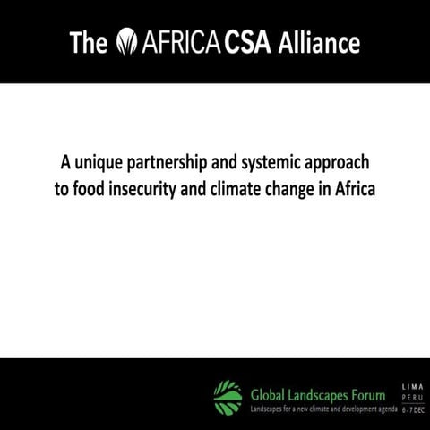A unique partnership and systemic approach to food insecurity and climate cha...
