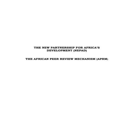 The African Peer Review Mechanism (APRM)