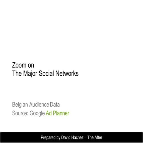 Social Networks Statistics in Belgium - September 2008 situation