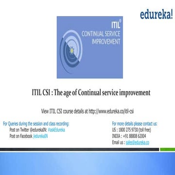 ITIL CSI : The age of continual service management