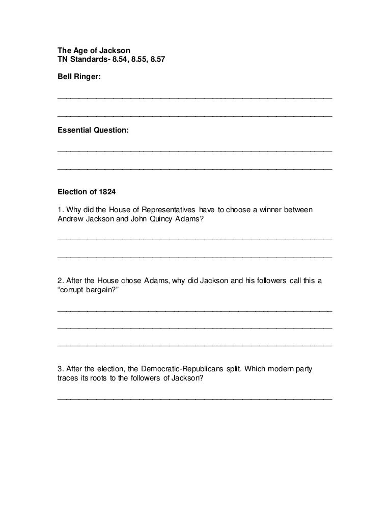 35 The Age Of Jackson Worksheet support worksheet