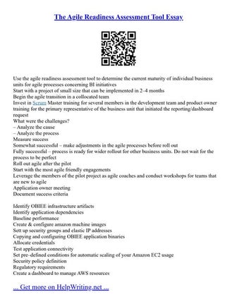 The Agile Readiness Assessment Tool Essay