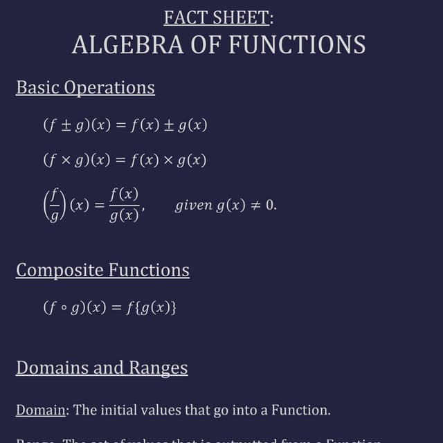 The Algebra of Functions | PDF