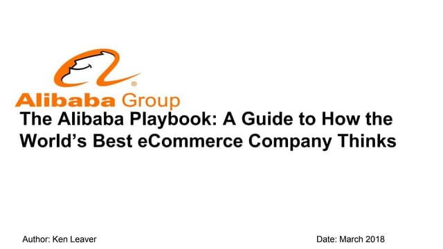The Alibaba Playbook