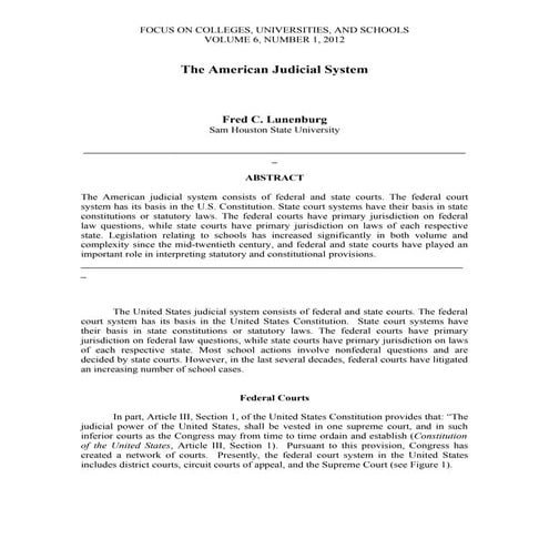 The American Judicial System by Dr. Fred C. Lunenburg