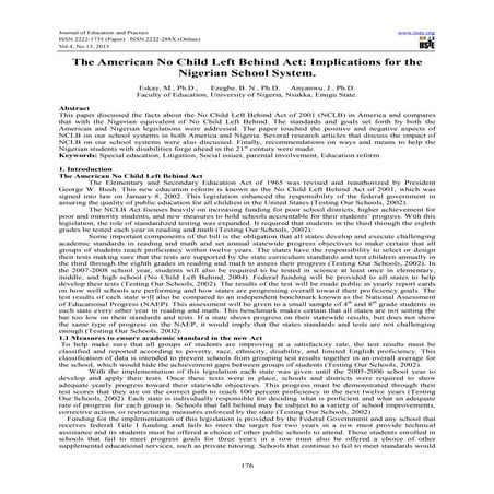 The american no child left behind act implications for the nigerian school sy...