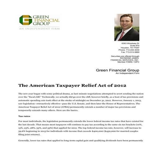 The American Taxpayer Relief Act of 2012