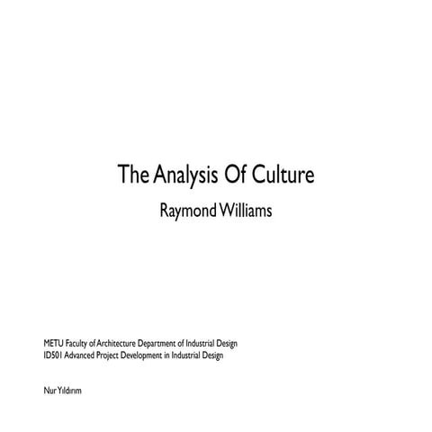 The Analysis of Culture