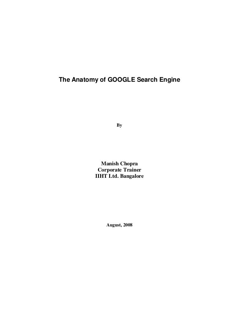The Anatomy of GOOGLE Search Engine