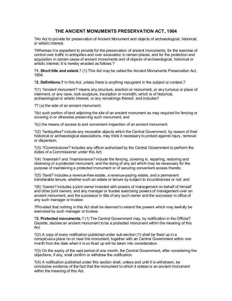 The ancient monuments preservation act