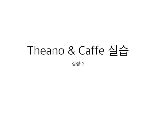 Theano 와 Caffe 실습 