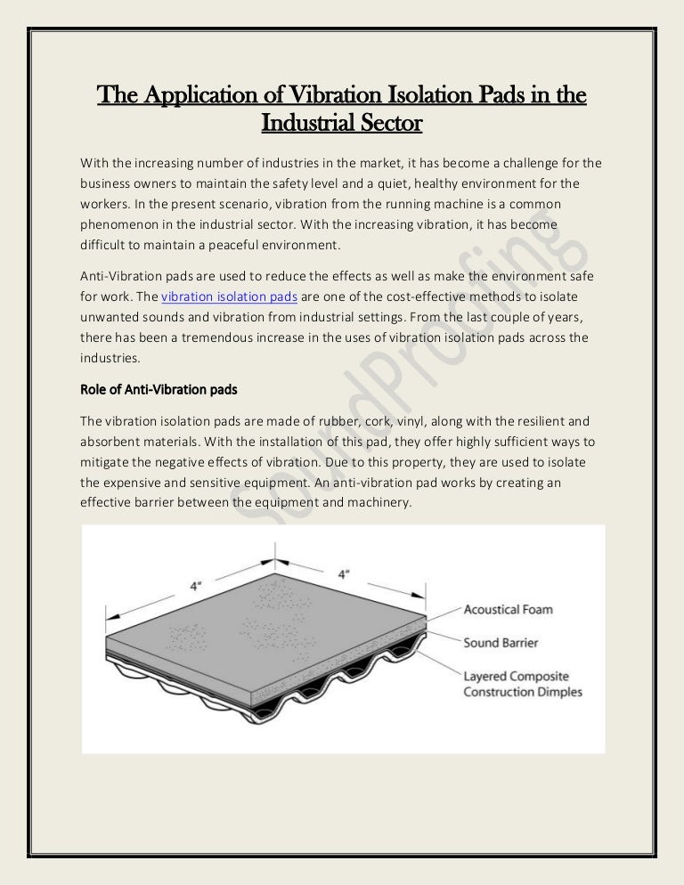 The Application of Vibration Isolation Pads in the Industrial Sector