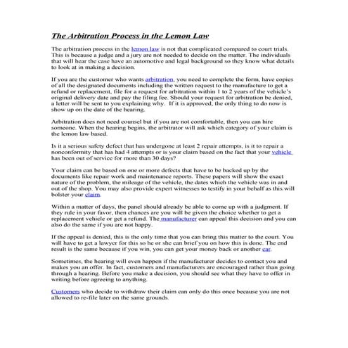 Lemon Law Arbitration In California Explained – NMDKZN