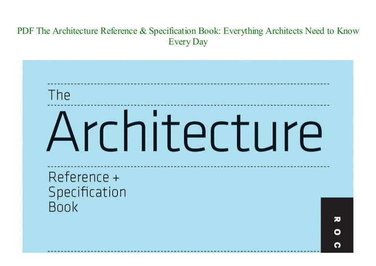 Pdf The Architecture Reference Specification Book Everything Archi