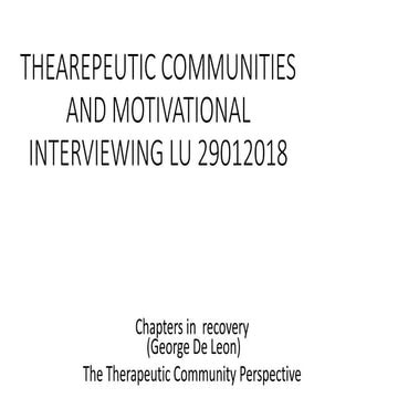 Therapeutic Communities and Motivational Interviewing
