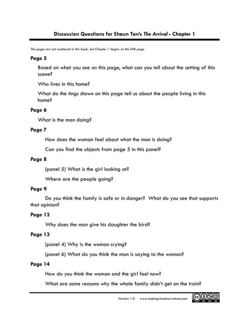The Arrival Discussion Questions - Chapter 1