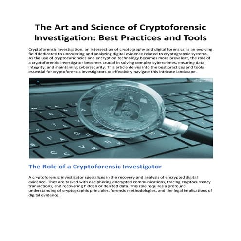 The Art and Science of Cryptoforensic Investigation: Best Practices and ...