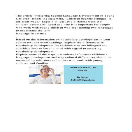 The article Fostering Second Language Development in Young Children.docx