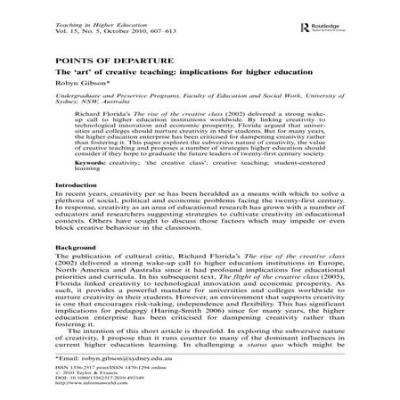 journal3#The art of creative teaching implications for higher education