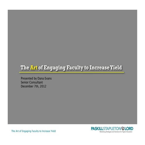 The Art of Engaging Faculty to Increase Yield