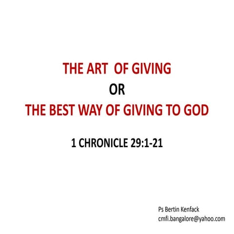 The art of giving to god