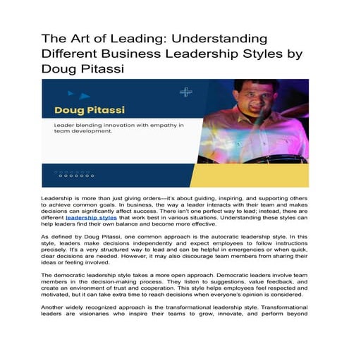 The Art of Leading_ Understanding Different Business Leadership Styles by Dou...
