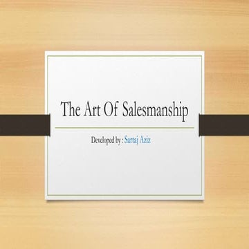 The art of salesmanship