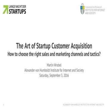 The Art of Startup Customer Acquisition