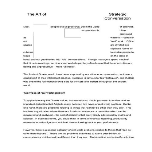 The art of strategic conversation