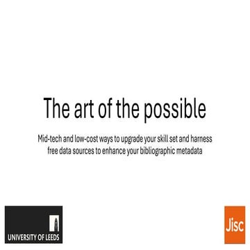 USKG 2025 - Breakout - The art of the possible: Mid-tech and low-cost ways to...