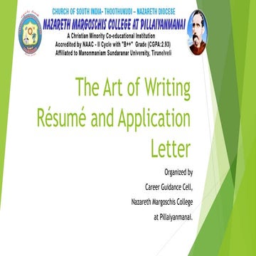 The art of writing resume and application letter