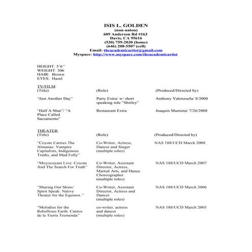 Theater Actor Resume | DOC